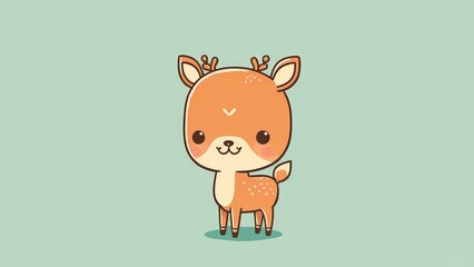 kawaii image of a chibi deer. Cartoon happy baby drawn animals