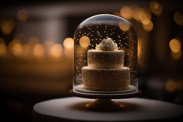Wedding cake in restaurant. AI