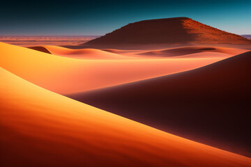 Fototapeta na wymiar Sunset in the desert AI