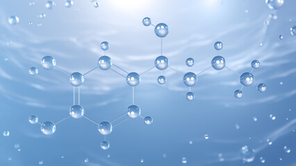adrenaline molecular structure, 3d model molecule, epinephrine, structural chemical formula view from a microscope