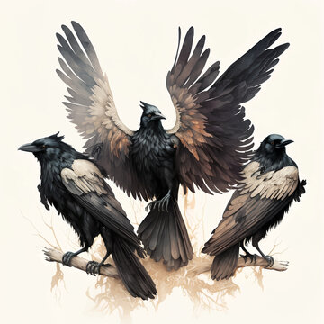 Raven painting image, raven art illustration, raven digital art