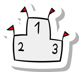 シンプルな手描き風の表彰台のステッカー風イラスト