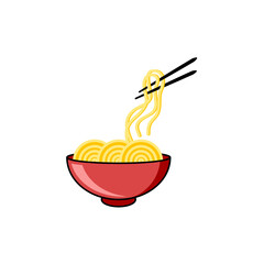 Ramen bowl with chopstick vector illustration