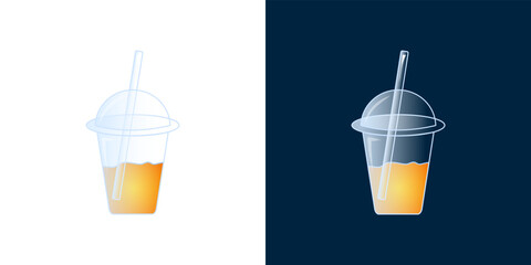 Transparent Juice glass with straw vector illustration
