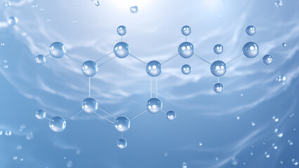 dopamine molecular structure, 3d model molecule, c8h11no2, structural chemical formula view from a microscope