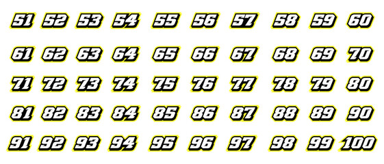 Racing Number, Set of Start Racing number, sport race number