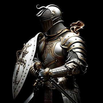 Medieval knight in armor. Generative AI