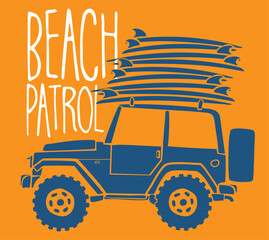 vector surf and off road car illustration