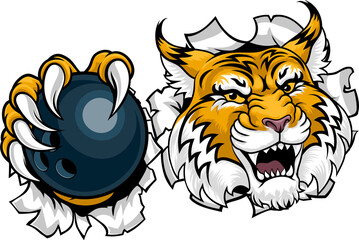 Wildcat Bobcat Bowling Animal Sports Team Mascot
