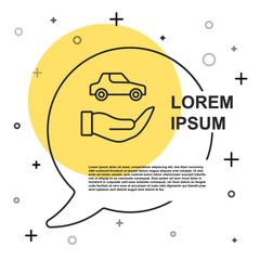 Black line Car insurance icon isolated on white background. Insurance concept. Security, safety, protection, protect concept. Random dynamic shapes. Vector