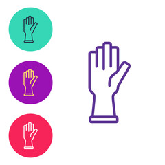 Set line Protective gloves icon isolated on white background. Set icons colorful. Vector