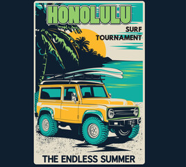 vector surf car illustration