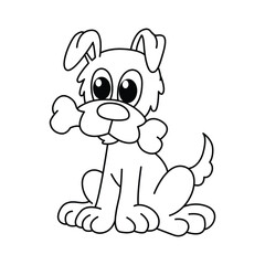 Funny dog cartoon vector coloring page