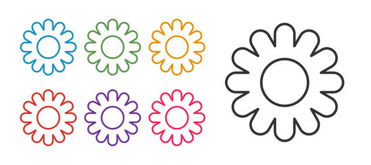 Set line Flower icon isolated on white background. Sweet natural food. Set icons colorful. Vector