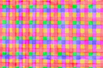 にじみ水彩　手描きチェック　背景