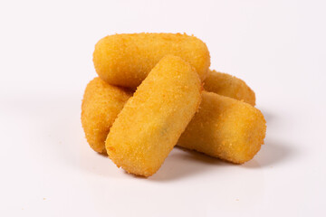 Fried potato croquettes isolated in a white background