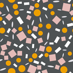 Seamless vector pattern with geometric shapes on a gray background
