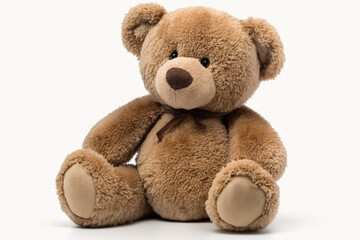 Obraz premium Teddy bear that is cute, isolated on a white backdrop. Generative AI