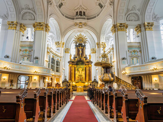 Saint Michael's Church interior, well preserved Hanseatic Protestant baroque church, Hamburg,...