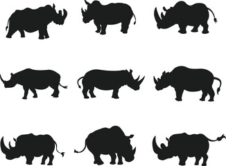Rhino isolated vector Silhouettes