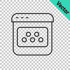 Black line Taxi mobile app icon isolated on transparent background. Mobile application taxi. Vector