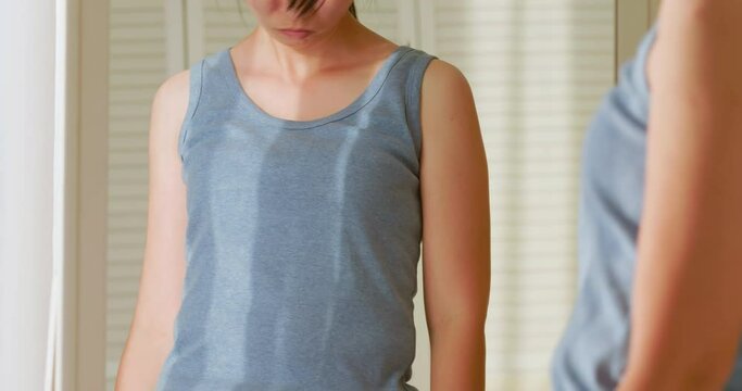 woman measure chest and breast