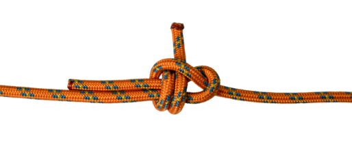 double sheet bend knot orange rope example, png transparent background	