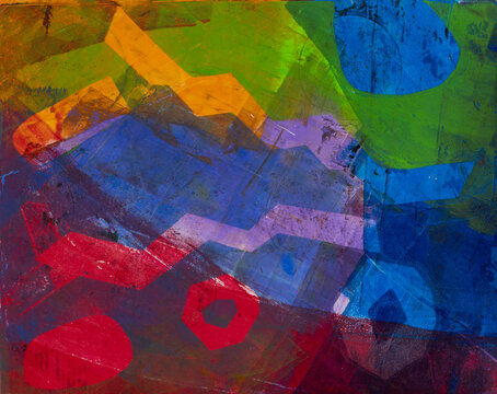 Colorful background using monoprinting to create texture filled images. Can be used for books, backgrounds, prints and more.