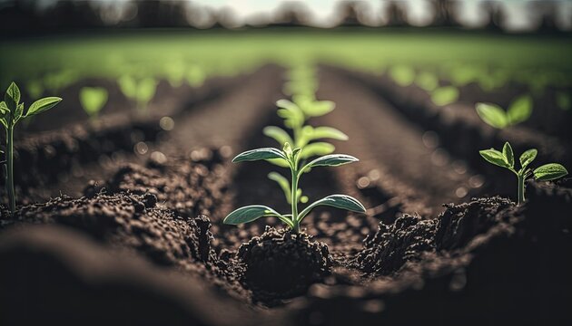 Small Plant Sprouting out of the Dirt (Generative AI)