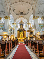 Saint Michael's Church interior, well preserved Hanseatic Protestant baroque church, Hamburg, Germany