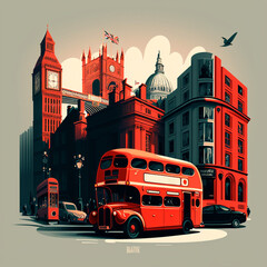 Obraz na płótnie Canvas Illustration of the city of London. Generative AI.