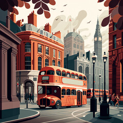 Illustration of the city of London. Generative AI.