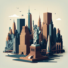 Illustration of New York City. Generative AI.