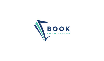 Open Book Logo. Tidewater Green Shape Linear Style Book Icon isolated on Double Background. Usable for Business and Education Logos. Flat Vector Logo Design Template Element.
