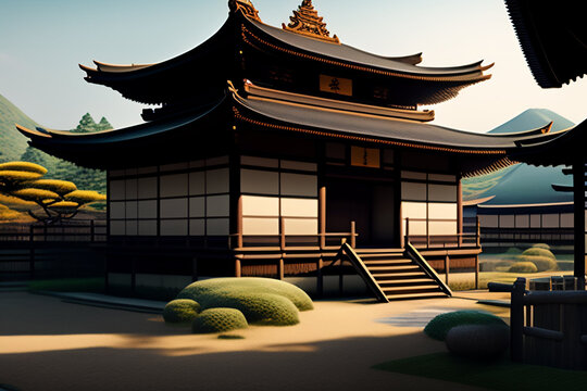 Japan pavilion in the garden AI