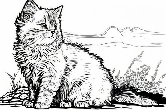 Anime Cat Coloring Page » Turkau