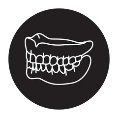 False teeth line icon. Dental prosthetic.