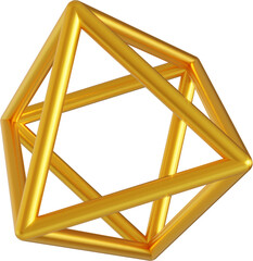 Abstract golden shape, 3d render