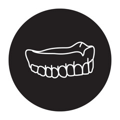 False teeth line icon. Dental prosthetic.