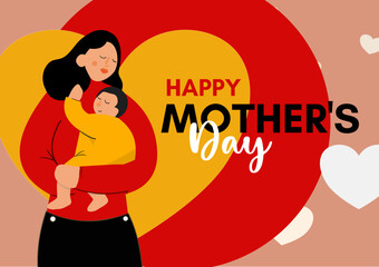 Mother with a baby in her arms - vector illustration