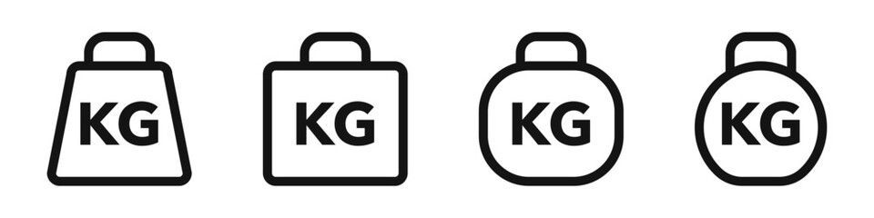 Weight icon set. Kg. Dumbbells isolated on white background. Vector illustration