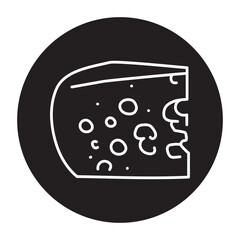 Maasdam cheese black line icon. Dairy product.