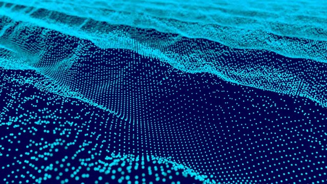 Seamless Loop, looped, cyber, digital network points, wave internet, data wave, cyber attack blue energy