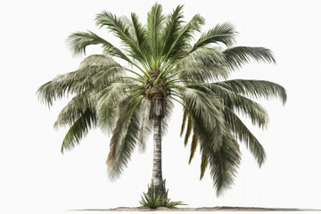 Fototapeta na wymiar Remove the palm grove. Isolated palm tree on a white background. coconut palm high quality photograph for an expert composition. Generative AI