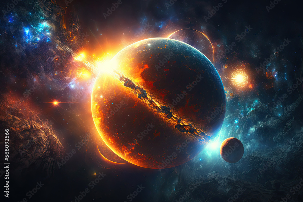 Canvas Prints fantastic space with planets and constellations in the starry sky. generative ai