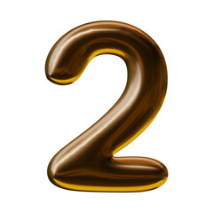 Number 2 design with balloon style in 3d render 