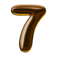 Number 7 design with balloon style in 3d render 
