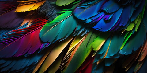 Obraz premium arrière-plan composé de plumes multicolores - illustration ia