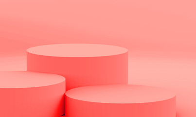 Abstract 3d pink color cylinder podium minimal studio background.