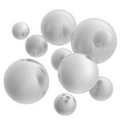 Abstract 3d metal steel ball, white and gray gradient color isolated background.